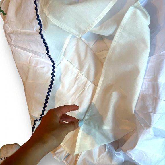 English Factory Colorblock Wave Trim 3 Tiered Dress White Ruffle NWT Size Small - Picture 3 of 12